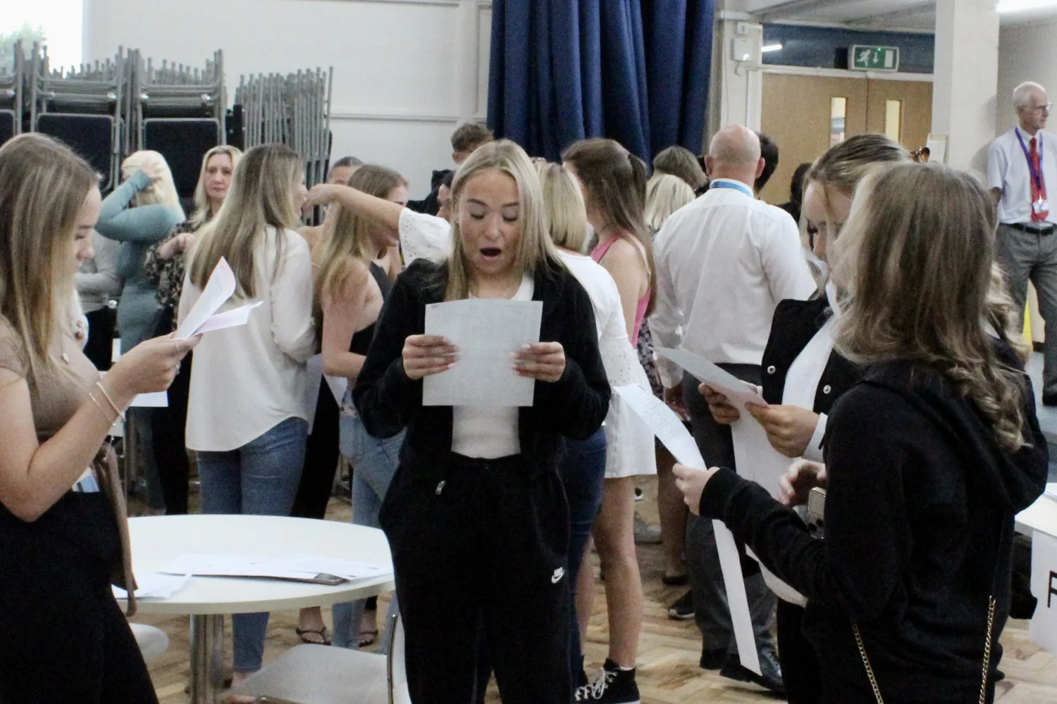 Students opening their results